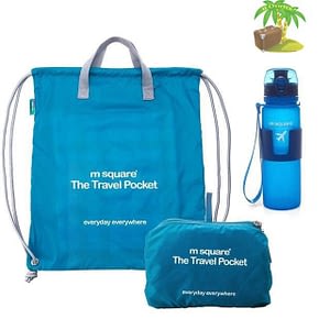 Главное фото голубой тревел-сет водонепроницаемая сумка-рюкзак и бутылка для воды. Товары для отдыха. Интернет-магазин В Отпуск